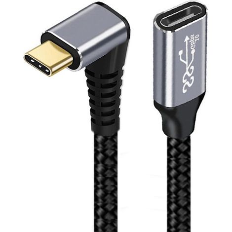 Câble d'extension USB-C coudé à 90° (UC-058-UP-0.5M) avec connecteurs en alliage d'aluminium et cordon tressé. (1/5)