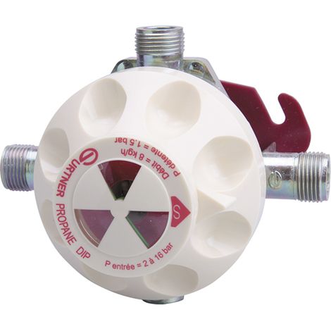 Gurtner – Détendeur gaz propane inverseur 8kg/h – Pression 1,5 bar – Indicateur service réserve intégré – Débit 8kg/h