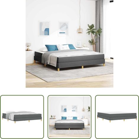 vidaXL Confort -  Lit à ressorts avec matelas Gris foncé 180 x 200 cm tissu (1/5)