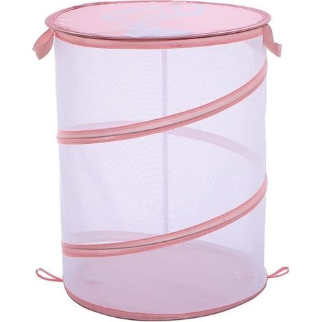 Wäschekorb - Transparent - Faltbar - Rosa - 35x45cm aus Polyester