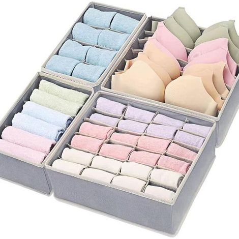 Caja de almacenamiento plegable para armario – Ajuste perfecto – Base estable – Sistema de cajones – Juego de 4 – Crezuo (1/4)