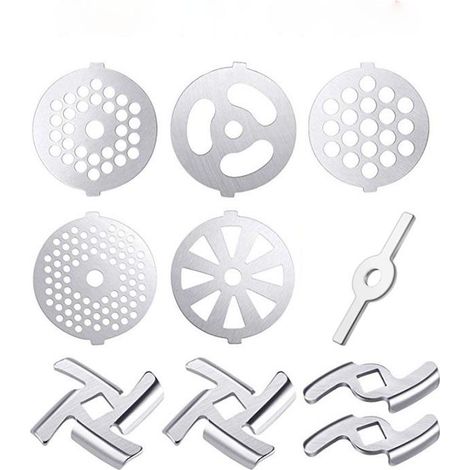 10-teiliges Zubehörset für Fleischwölfe, lebensmittelechter Fleischwolf, manueller Fleischwolf, Mahlteile, Wurstfüllmaschine, Edelstahlaufsatz, Mixer (1/4)