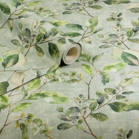 Arthouse Spring Sprig Green Wallpaper Naturistic Leaves Botanical Feature Wall (1/4)