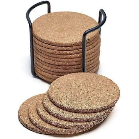 Dessous de verre ronds en liège naturel, lot de 16, absorbants, écologiques, résistants à la chaleur et réutilisables (1/5)