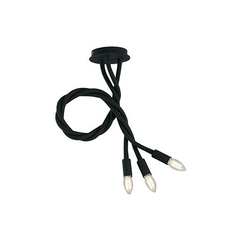 "Plafoniera LOVER in metallo nero con tre bracci flessibile"