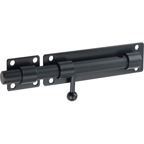 Door Bolt Latch (Padlock Not Included)Sliding Barrel Door Lock Exterior Door Lock with Padlock Hole, Matte Black Stainless Steel (1/5)