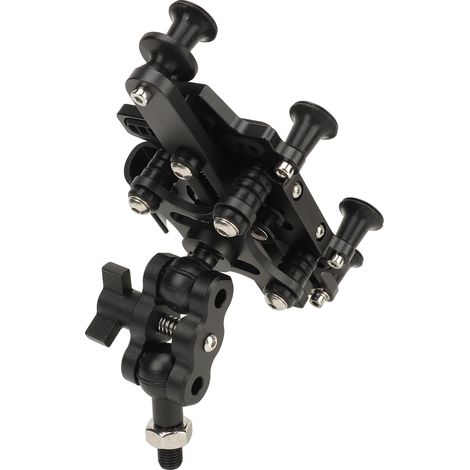 Support de téléphone pour moto, réglable à 540°, avec molette de fixation en ligne et 5 griffes. Alliage d'aluminium, universel, pour guidon, noir. (1/5)