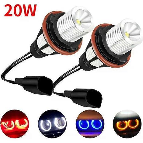 Lot de 2 ampoules LED Angel Eyes pour feux de position (comparables) compatibles avec BMW E87 E39 M5 E60 E61 E63 E64 M6 E65 E66 E83 X3 E53 X5 (2000-2008), blanc brillant. (1/5)