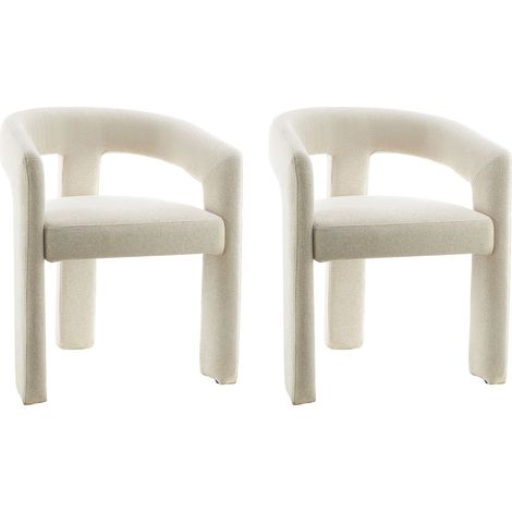 Lot de 2 chaises 60x53x76 cm en tissu écru (1/5)