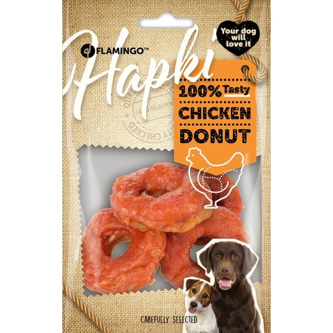 Friandises Hapki Donut avec poulet 95 g pour chien - Flamingo (1/4)
