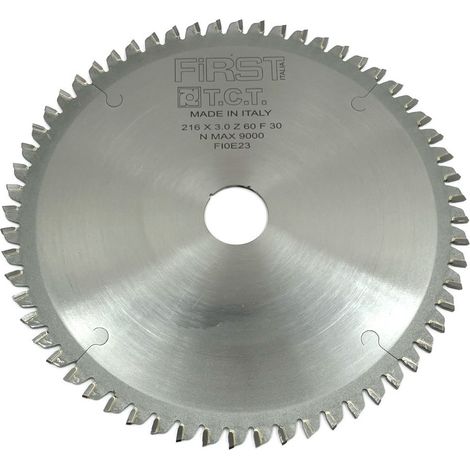 FIRST ITALIA Lame de Scie Circulaire HM D. 216 x Al. 30 x ép. 3,0 mm x Z60 TP Neg pour Alu/Bois - Finition Précise - Idéale pour Professionnels (1/4)