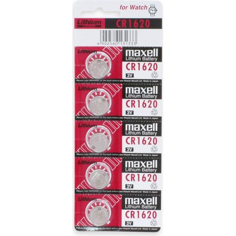 MAXELL Knopfzelle CR1620, Lithium, 3 V-, 80 mAh, 5 Stück