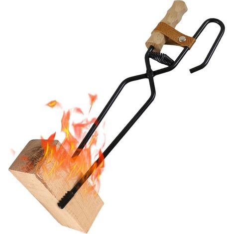 Outdoor Pince à Cheminée Camp, Pinces à Bois Chauffage Robustes, Longues 40.5cm, pour Feux Camp Et Cheminées Camp Foyer Outils (1/4)
