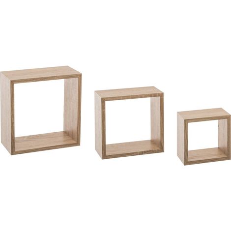 3 piccole mensole a muro fixy cubo effetto rovere - 5five