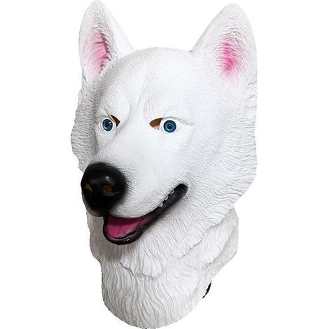 Masque en latex pour chien léopard des neiges, motif Halloween, masque de tête de chien husky blanc, source des produits. (1/5)
