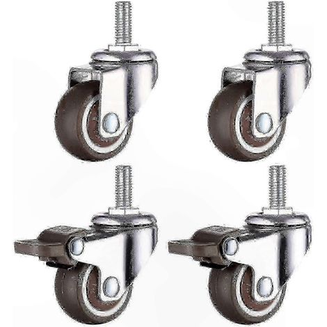 Roulettes pivotantes robustes M10 avec frein, filetage 10 mm - Lot de 4 pour 2025 (1/5)
