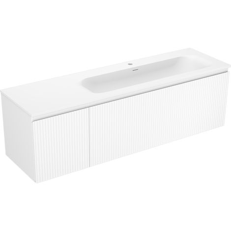 Mexen Rivel armario de ba帽o de 160 cm con lavabo Vela a la derecha, 1S, 1D, acanalado, blanco mate - 91A23-16047-3-BBFF01-W23P0 (1/5)