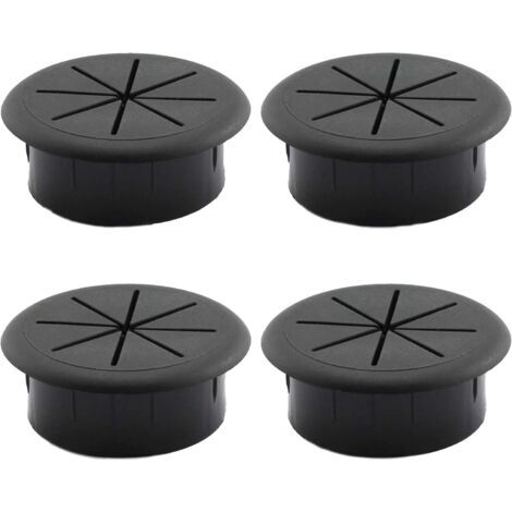 4 pièces Couvercle de Filetage de Câble Table Passe-cable passage Bureau Table Ronds Cache-cable Pour les meubles de bureau table bureau d'ordinateur noir