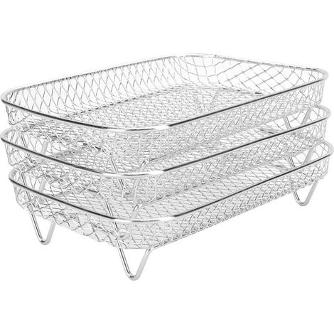 Ensemble de 3 supports pour friteuse à air chaud, trois grilles empilables pour déshydrateur, support en acier inoxydable, accessoires pour friteuse à air chaud (1/4)
