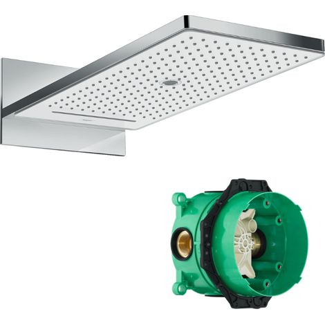 HANSGROHE Douche de tête 580 3jet EcoSmart 9 l/min blanc/chromé avec corps encastré universel pour robinetterie Ibox