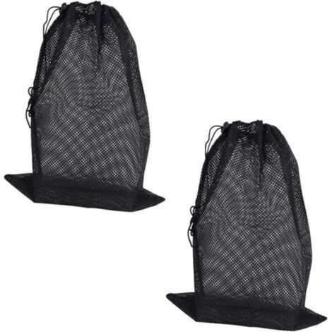 Lot de 2 sacs filtrants pour pompe à eau, 40 x 30,3 cm, avec cordon de serrage ajustable, pour bassins, piscines, fontaines, jardins et aquariums (noir) (1/5)
