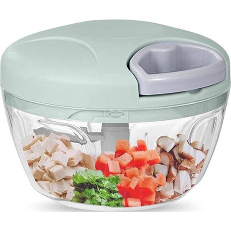 Hachoir manuel à corde pour légumes, coloris vert, double bol 500 ml et 900 ml (1/5)