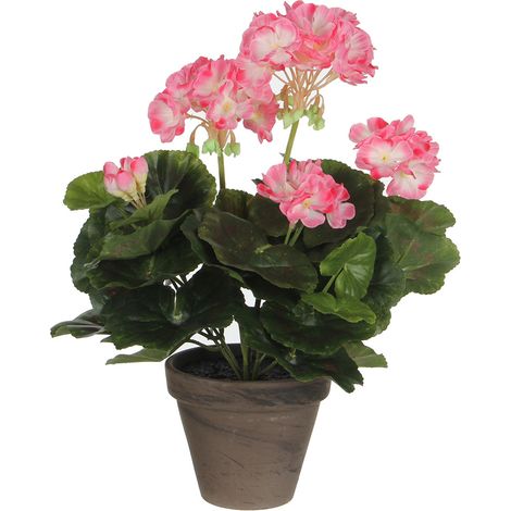 Pianta artificiale mica decorations Geranio rosa bianco 34 cm