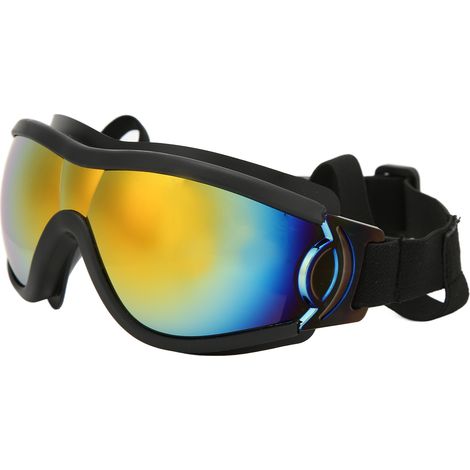 Lunettes chien anti-vent étanches UV anti-buée résistantes à l'usure durables pour grandes races monture noire verre rouge (1/5)