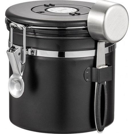 Boîte de conservation pour café - Avec sortie de CO2 - 1,2 L - Pour 500 g de grains de café - Convient pour café, grains de café, thé, sucre, etc. - Boîte de conservation pour café - Ventilation CO2 - (1/5)