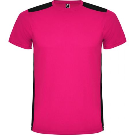 Camiseta deportiva de manga corta combinada en espalda y hombros DETROIT ROLY L Fucsia/Negro