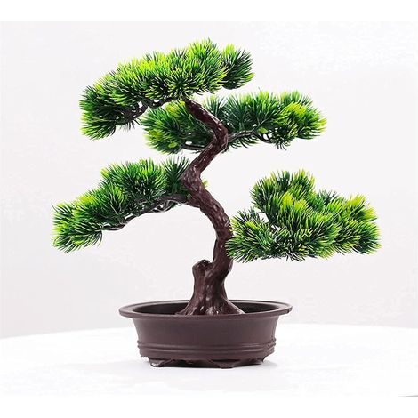 Bonsái artificial de 25 cm (10 pulgadas), planta artificial de pino, bonsái decorativo de simulación realista, para jardín, balcón, suelo, planta artificial, árbol de simulación (1/4)