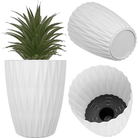 Pot de pépinière, Design géométrique moderne, Système de drainage intégré, BLANC (1/5)