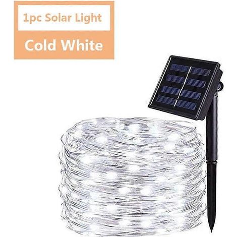 Guirlande lumineuse solaire LED étanche pour jardin fête ou arbre - 1 pièce blanche (1/5)