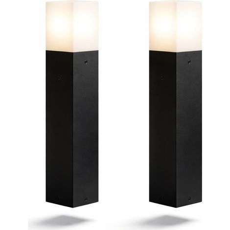 Luci da Giardino a Colonna E27 IP65 Alluminio Nero Lampioni Esterno Moderni 2 pezzi