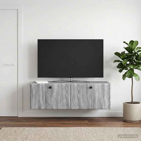 vidaXL Wall-Mounted TV Cabinet 98 x 31 x 30 cm Grey Sonoma (1/5)