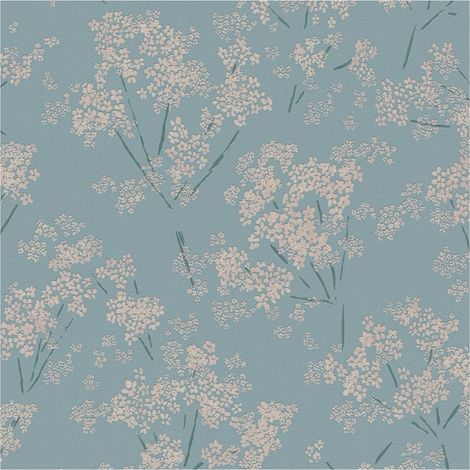 Flowers wallcovering wall Profhome 395485 non-woven wallpaper textured with floral ornaments and metallic highlights blue beige turquoise blue 5.33 m2 (1/5)