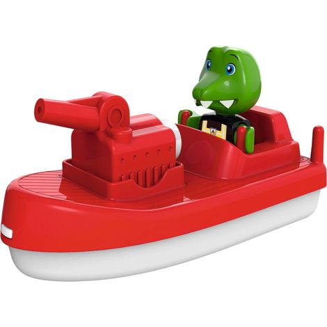 AquaPlay - FireBoat - Accessori per acqua AquaPlay o vasca da bagno, barca vigili del fuoco con Sven il coccodrillo, funzione di spruzzo d'acqua, per bambini dai 3 anni in su, 870000273 rosso (1/4)
