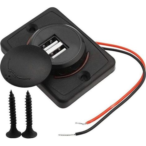 BEBUSINGOTO Chargeur Double USB de Voiture, 5V/3.1A 12V LED étanche Voiture Double Noir ABS Port USB Chargeur Prise de Courant pour Camping Car Bateau Marine (1/5)