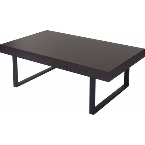 Table basse de salon Kos T576, FSC 40x110x60cm - wengé, pieds métalliques foncés (1/5)