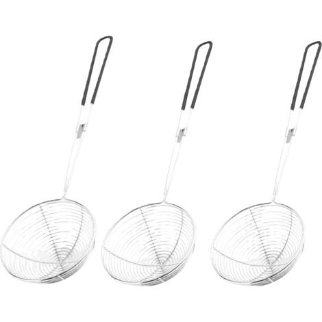 Passoire en acier inoxydable 3 pièces - Mini filtre araignée - Passoire pour casseroles chaudes avec poignée - Convient à un usage domestique - Avec bande adhésive noire - 28,5 cm (1/5)