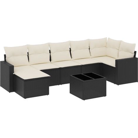 Maison Exclusive - 8-tlg. Garten-Sofagarnitur mit Kissen Schwarz (1/3)