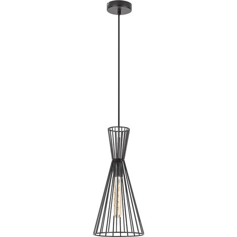 Lampe suspendue Leandros Metal Matt Black E27 1 x Max.40W H: 140cm Ø19cm Dimmable (1/5)