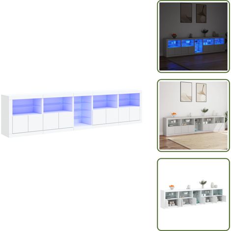 Buffet avec lumières LED blanc 283x37x67 cm - Buffet Design Moderne - Meuble Rangement - Luminaire Led Rgb - Armoire Entrée - Décoration Intérieur (1/5)