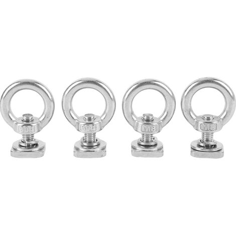 Ausla 4-teiliges T-Nut-Befestigungsset mit M8 T-Nut-Schrauben für Dachgepäckträger mit Edelstahlösen, universell passend für Gepäcknetze (Silber). (1/5)