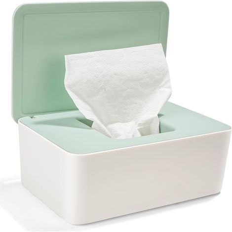 Scatola per salviettine umidificate verdi, dispenser per salviettine umidificate per bambini, portarotolo di carta igienica umidificata, scatola per salviettine umidificate con coperchio (1/5)
