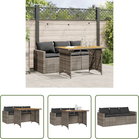Canapé extérieur -  Ensemble à manger de jardin et coussins 2 pcs gris rotin (1/5)