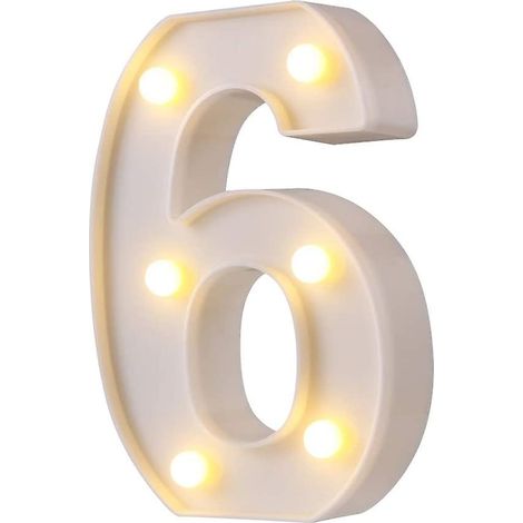 Lettres lumineuses LED, 26 lettres, logo lumineux, idéal pour éclairage nocturne, mariage, anniversaire, décoration de bar à domicile (blanc, 6)
