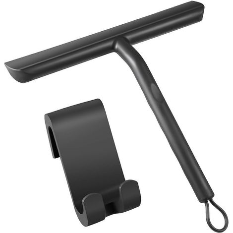 Raclette de douche/salle de bain avec support - 21 cm, noire (1/5)