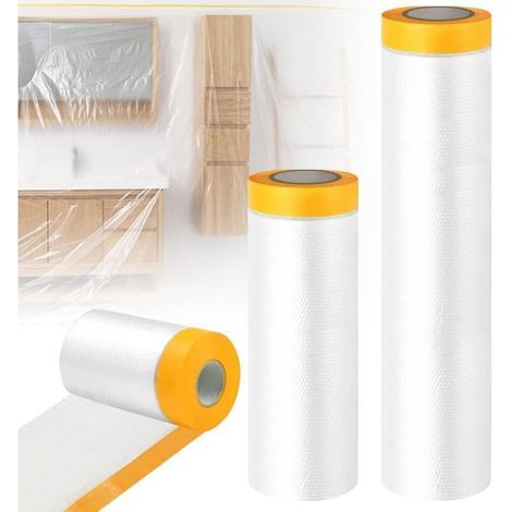 Masking tape rolls, transparent protective film for painting, masking tape, dust-free masking tape for furniture and floor protection (1/5)