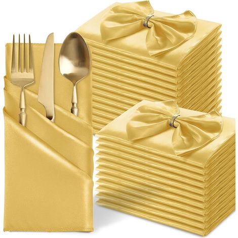 Servilleta cuadrada dorada de 43x43 cm – reutilizable – para restaurante (1/5)